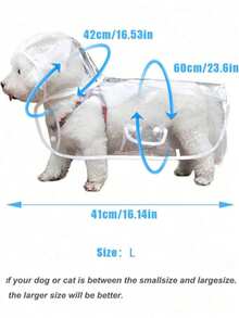 防水透明宠物雨衣，适合小型犬，简约柔软，便携透气，带反光条和可调节帽子，春、夏、秋、冬户外必备礼物 - 無色 - 查看 5
