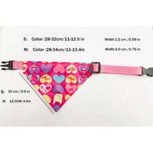 Pañuelo con patrón de corazón lindo para mascotas con collar ajustable, babero impermeable para perros y gatos pequeños, suave y duradero sin argolla en D. - Rosa Fucsia - Ver 2