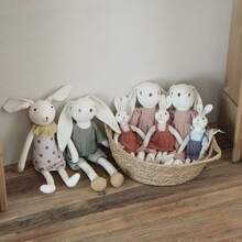 INS Nordic Home 可爱圣诞兔毛绒玩具，创意童话兔毛绒玩具，早教玩伴，圣诞房间装饰及礼物，柔软毛绒动物，卡通兔子摆件，精致兔子玩偶饰品，圣诞节、新年、复活节及其他节日的理想礼物和装饰品 - 彩色 - 查看 2