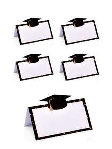 50 piezas Tarjetas de asiento para ceremonia de graduación, tarjetas de lugar para fiesta de graduación en negro, tarjetas de asiento para mesa de comedor, tarjetas en blanco con perforación previa fáciles de doblar, adecuadas para banquetes, recepciones, fiestas, que se pueden usar como regalos y decoraciones, tema de graduación, tarjetas decorativas y escribibles, decoración de mesa para fiesta de graduación - graduado - Ver 2