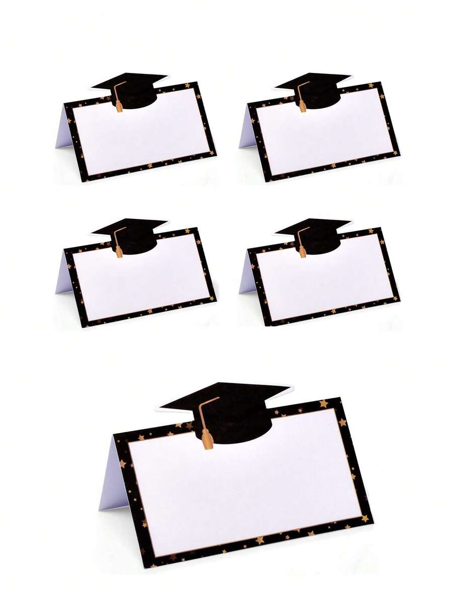 10/20/50pcs Graduation Ceremony Seat Cards, Black Graduation Party Name Cards, Table Place Cards, Pre-Punched Easy To Fold, Blank Name Cards Suitable For Dinner, Reception, Party, Can Be Used As Gifts And Decorations, Graduation Theme, Writable Decorative Cards, Graduation Party Table Decor - Graduate - View 1