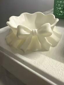 1个褶边蝴蝶结首饰托盘，白色塑料收纳托盘，适用于家庭、书桌、办公室、主题派对、圣诞节、感恩节、情人节、复活节、节日和生日礼物 - 白色 - 查看 6