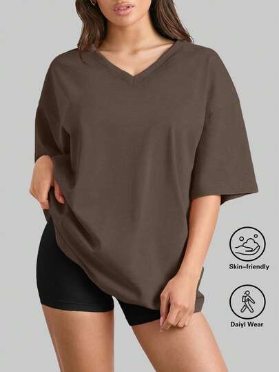 SUPEKYKO 大码女式短袖T恤 - 宽松运动上衣，适合健身、瑜伽和休闲穿着 | 四季皆宜