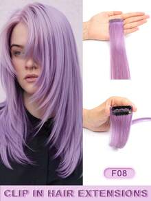1 Piece Real Human Hair Clip-In Hair Extensions, Multiple Colors Available, Colored Hairpieces, 16 Inch Straight Human Hair Extensions For Women, Add Hair Volume, Natural & Fluffy, Suitable For Parties, Cosplay & Other Occasions - Multicolor - View 22