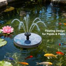 1pc Solar Powered Fountain Pump, Solar Powered Bird Bath Lotus Flower Fountain Pump With 6 Nozzles, Suitable For Bird Bath, Garden, Pond, Swimming Pool, Gardening Decor - Black - View 5
