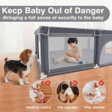 Baby Playpen With Breathable Mesh, Large Play Yard With Door, Foldable Infant Activity Center For Indoor & Outdoor Use - Grey - View 3