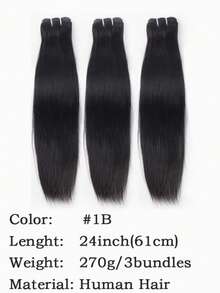 #1B 12A 真人发束 14-32 英寸直发 未经加工 编织发 3 束 真人发 自然黑 - Natural Black - 查看 15