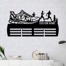 1pc Personalized Mountaineering & Running Medal Holder, Metal Medal Rack, 12-Tier For Medals & Ribbons Display, Sports Medal Rack, Multi-Layer Medal Stand, Athlete Gift, Customized Award Supplies - Black - View 3