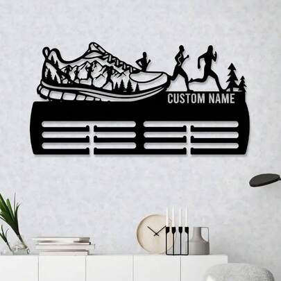 1 pieza Soporte personalizado para medallas de montañismo y carrera, estante de medallas de metal, de 12 niveles para exhibición de medallas y cintas, estante de medallas deportivas, soporte de medallas multinivel, regalo para atleta, suministros de premios personalizados