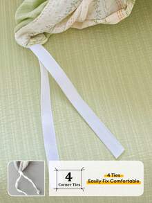 田园风花卉条纹四件套床上用品,米色底色,春夏柔和绿色,浅绿色细条纹,风格温柔休闲,适合学生宿舍/主卧/出租房,可拆卸可水洗柔软纤维双层纱布面料(1个被套+1个床单+2个枕套,不含被芯和枕芯),枕套图案随机裁剪 - 綠色 - 查看 10