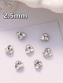 10pcs K9 Mini Nail Art Rhinestones, Shiny Transparent White Asymmetrical Flat Bottom Rhinestone Beads - White - View 8