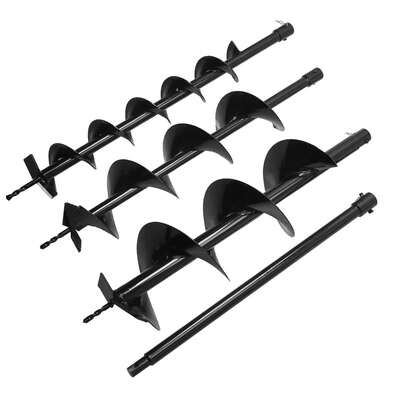 3-Piece Earth Auger Drill Bit Set With 24" Extension Bar - 4"/6"/8" Heavy Duty Carbon Steel Spiral Drill Bit, 3/4" Shaft For Post Hole Digger, Planting, Fencing & Landscaping