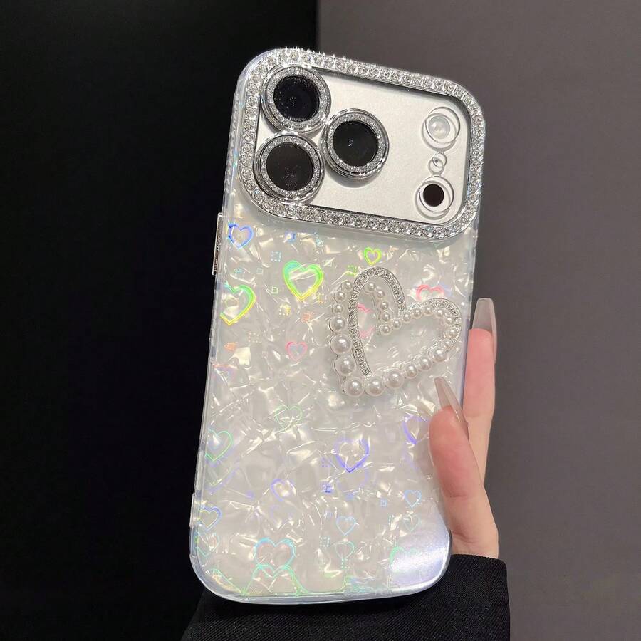 Ốp lưng điện thoại cao cấp đính đá laser hình trái tim màu trắng bằng acrylic cứng cáp dành cho iPhone 17 Pro Max/17 Pro/17 Air/17/16 Pro Max/16/16 Pro/16 Plus/15/15 Pro Max/15 Pro/15 Plus/11/12/13/14 Pro Max/11 Pro/11 Pro Max/12 Pro/12 Pro Max/13 Pro/13 Pro Max/7 Plus/14 Pro/14 Pro Max/14 Plus, kiểu dáng tối giản và thời trang.