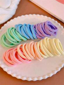 200/100/50/20pcs Set Women Simple Solid Color Hair Ties, High Elastic Hair Bands For Daily Wear Ponytail Holders Hair Rubber Bands Scrunchies Hair Rope Elastic Hair Tie - Multicolor - View 2
