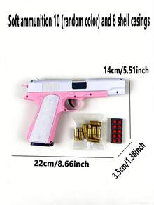 1911 Manual Shell Ejection Toy Gun For Teenagers, 10 Soft Bullets, 8 Shells, Graffiti Pistol, Gun Model (This Product Has Two Options: With Text And Without Text, Randomly Sent, Some Accessory Colors Are Randomly Sent, Manual Measurement May Cause Deviation) - Multicolor - View 14