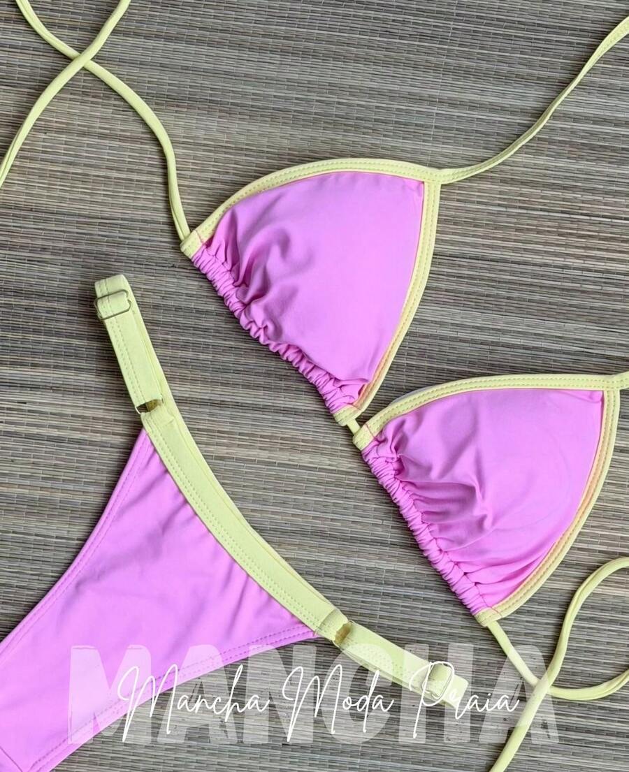 ✨Cotton Candy String Bikini In Polyamide – Comfort And Style ✨ - Baby Pink/yellow - View 1