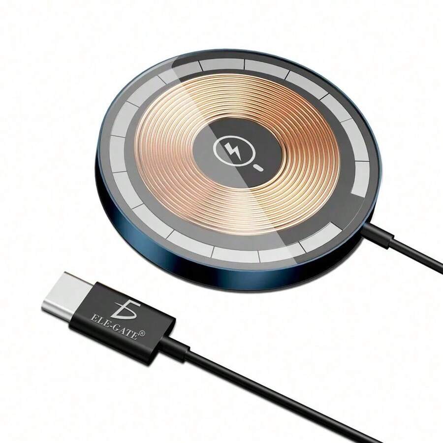 Cargador Inalámbrico Magnético  con Entrada USB Tipo C - Negro - Ver 1