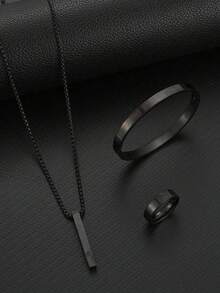 3pcs Set Minimalist Elegant Necklace, Ring, Bracelet Jewelry Set, Birthday Gift, Date Wear - Multicolor - View 6