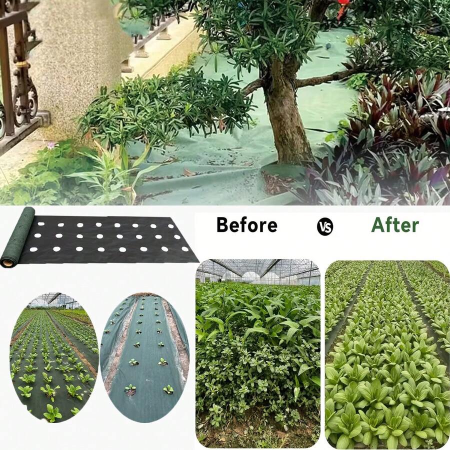 预打孔黑色地被植物，带地钉，用于园艺种植和隔离