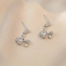 1 Đôi Khuyên Tai Hình Trái Tim Hình Thỏ Đính Kim Cương Hồng Cao Cấp, Thiết Kế Tinh Tế - Nhiều màu - Xem 3