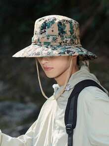 1pc Western Cowboy Style Outdoor Camping Sun Protection Fishing Hat, Men's Breathable Camo Hiking Tactical Hat, Spring/Summer - A - View 13