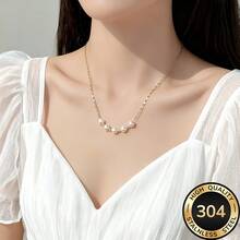 High-Quality Stainless Steel Necklace, Anti-Fading, Simple And Elegant, Suitable For Daily Wear Or Parties, A Fashionable Women's Necklace, Jewelry Accessory, And An Exquisite Gift For Women. - Bạc - Xem 3