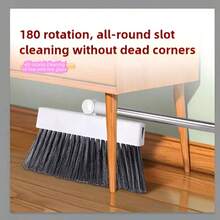 3-In-1 Broom And Dustpan Set, Combines Broom, Dustpan And Hidden Floor Brush, 180° Rotation For Thorough Cleaning, Auto-Retract Design To Prevent Leakage, Can Remove Hair Without Hand-Pulling, Foldable And Upright Storage To Save Space, Making Home Cleaning More Efficient And Convenient. - Triple - View 8