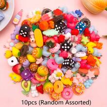 1 包随机组合逼真可爱树脂食物吊坠，DIY 耳环、手链和珠宝制作配件。 - 彩色 - 查看 16