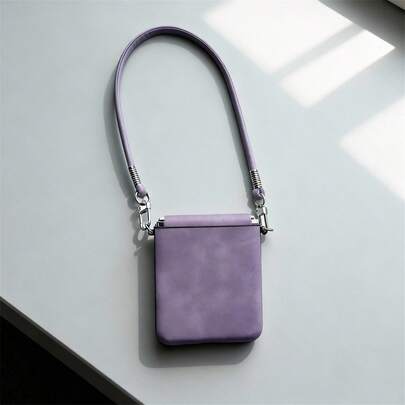 Fresh Light Purple Phone Case With Anti-Loss Strap Compatible With Samsung Galaxy ZFlip7 Z Flip6 ZFlip 5 Zflip6 Zflip5 Shockproof Back Cover