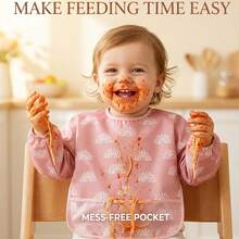 Infant Cartoon Hooded Smock, Fresh All-Over Print Baby Reversible Painting Apron - Multicolor - View 5