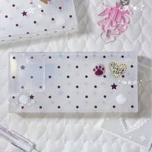 1pc Transparent Polka Dot Pencil Case, Cute Heart-Shaped Storage Box, Student Stationery Box, Desktop Organizer - Single Piece - View 11