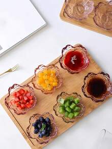 Juego de platos para salsa con flor de cerezo rosa, platos de plástico de cristal con flor de cerezo para aperitivos, helados y ensaladas, perfecto para condimentos y postres, plato de vidrio pequeño inspirado en Japón, cuenco para mojar, suministros de cocina, vajilla - Multicolor - Ver 5