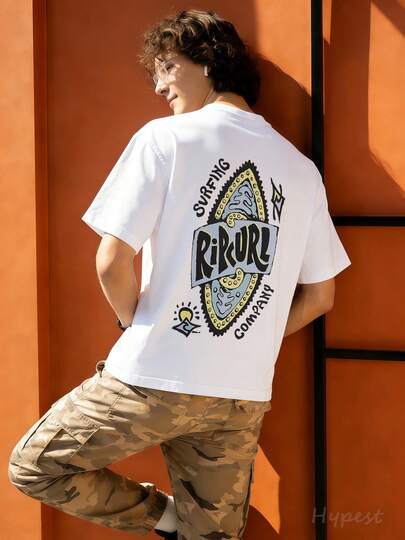 Nueva camiseta 2026 con emblema Totem y estampado a doble cara, estilo urbano australiano, 100% algodón, para hombre, camiseta para hombre, ropa de vacaciones para hombre, tops, camisa, versátil, capa base o prenda exterior, moda urbana para hombre, para surfistas en la playa, acampada en la playa y reuniones de clubes de surf, regalos para hombres