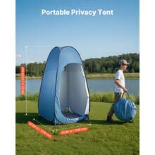 Pop Up Shower Tent, Instant Portable Privacy Tent Changing Room With Hanging Bag, Ground Stakes, Ropes, Carry Bag, 190T Polyester With Silver Coating, Quick Setup, For Camping, Beach, Fishing - Pop-up Shower Bag L48*W48*H84inch - View 2