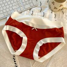Red Sweetheart Modal Girls' Lucky Red Panties Festive New Wedding Zodiac Year New Year Sweet Hip-Hugging Panties - 波浪小蝴蝶結 - 查看 10