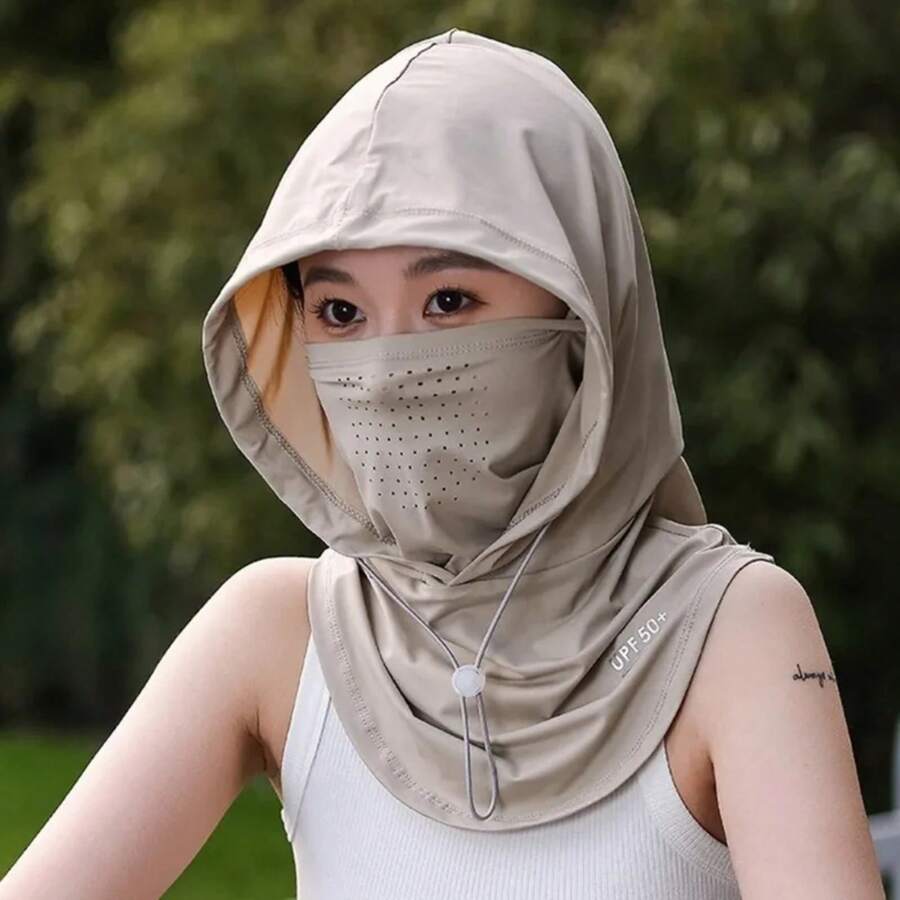 Summer Anti-Sunscreen Hat With Shawl Breathable Silk Pullover Cap Wrap Unisex Beach Cap Outdoor Sports - 白色 - 查看 1