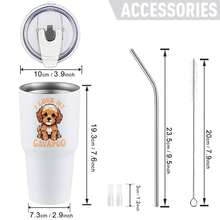 30oz Stainless Steel Tumbler Black White Options,  I Love My Cavapoo Dog Print Graphic Cups, Insulated Travel Coffee Mug With Lid And Straw , Double Wall Vacuum Reusable Travel Cups, Funny Birthday Party Gift For Women & Men - 白色 - 查看 3