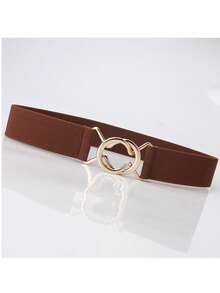 Women's Black & Golden Buckle Elastic Waist Belt, Gothic Style Elastic Cinch Belt For Dress, Shirt, Casual Wear Halloween Summer, School Fall, Autumn, Halloween - D - View 8