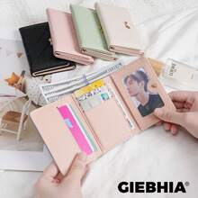 Bowknot Accent Minimalist Tri-Fold Women Wallet Multiple Card Slots Cute Cat Ear Design PU Snap Button Short-Style For Students Birthday Pink Bag Christmas Gifts Gift Thanksgiving For Women Wallet Purse Wallet Small Wallet - Hồng - Xem 2
