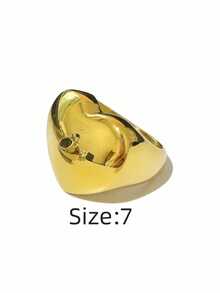 1pc Exaggerated Big Heart 316 Stainless Steel Vacuum Electroplated Waterproof Fade-Resistant Hypoallergenic Fashion Ring, Suitable For Exaggerated Casual Style, Work Commute, Daily Entertainment, Beach Vacation - Extra Large Heart - View 17