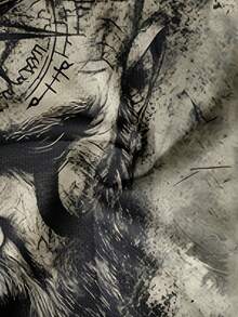 Men's Retro Skull Print Loose Fit Round Neck Short Sleeve T-Shirt - Multicolor - View 5