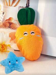 OBOVAY 狗狗毛绒发声玩具 - 胡萝卜、星形毛绒玩具，可爱发声玩具，适合小型/中型犬，内置发声器，适合幼犬。带发声器的咀嚼玩具，柔软毛绒卡通狗狗玩偶套装，耐用柔软材质，适合幼犬、幼猫磨牙，适合幼犬、小型和中型犬，仅限宠物使用（款式随机） - 橘色 - 查看 5