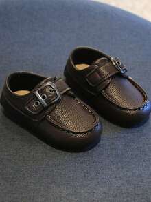 婴儿平底乐福鞋，男童派对皮鞋，时尚百搭莫卡辛鞋 - 棕色 - 查看 2