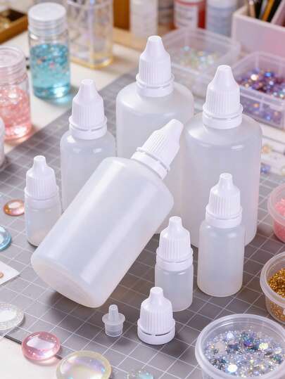 Set de botellas de plástico vacías con gotero de varios tamaños, contenedores rellenables a prueba de fugas con tapas giratorias, ideales para almacenar líquidos de arte de uñas, tinta, aceites esenciales, pegamento y cosméticos, adecuados para técnicos de uñas, manualidades, entusiastas de bricolaje y amantes de la belleza, perfectos para salones, uso doméstico, viajes y proyectos de manualidades, material de PE, versátiles como botellas rellenables, contenedores con gotero y organizadores de cosméticos de viaje