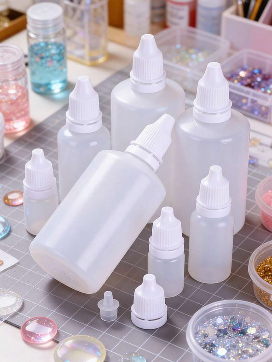 Multi-Size Empty Plastic Squeeze Dropper Bottles Set, Leak-Proof Refillable Containers With Twist Caps, Ideal For Storing Nail Art Liquid, Ink, Essential Oils, Glue & Cosmetics, Suitable For Nail Technicians, Crafters, DIY Enthusiasts & Beauty Lovers, Perfect For Salons, Home Use, Travel & Craft Projects, PE Material, Versatile As Refillable Bottles, Dropper Containers & Travel Cosmetic Organizers