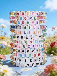 50/100/200/300/500/1000/2000颗彩色亚克力字母珠，适用于DIY珠宝制作、工艺品、项链、手链、钥匙扣装饰 - 彩色 - 查看 9