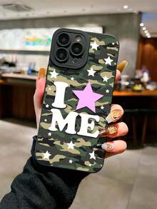 迷彩星形字母印花保护壳，兼容苹果 17/16 Pro Max、14/13、12、11 Pro Max、XS Max、X、XR、8、7、6S、Plus、Mini 以及三星 Galaxy A13 4G、S21 FE 5G、A15、A21S、A34、A12、A50、S21、A71，防震设计，适合作为生日礼物、送给男女朋友或自用。 - 彩色 - 查看 1