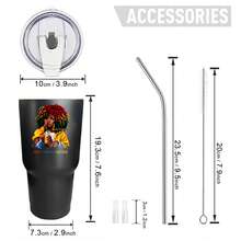 30oz Stainless Steel Tumbler Black White Options,  Not Today Satan Woman With Drink Graphic Cups, Insulated Travel Coffee Mug With Lid And Straw , Double Wall Vacuum Reusable Travel Cups, Funny Birthday Party Gift For Women & Men - 黑色 - 查看 3