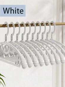 10/5pcs Durable Plastic Hanger - Features Reinforced, Broadened Shoulders, 360-Degree Rotating Hook, And Non-Slip Polished Surface. Suitable For Adult Garments. - Beige - View 4