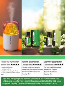 1 pieza Humidificador de volcán colorido de 180ml, alimentado por USB, 2 modos de funcionamiento, luz LED de 7 colores, apagado automático, niebla silenciosa, purificador de aire para el hogar, difusor de aromas con efecto de volcán, adecuado para decoración interior, oficina, sala de estar, escritorio, coche, gran regalo para mujeres - Blanco y Negro - Ver 25